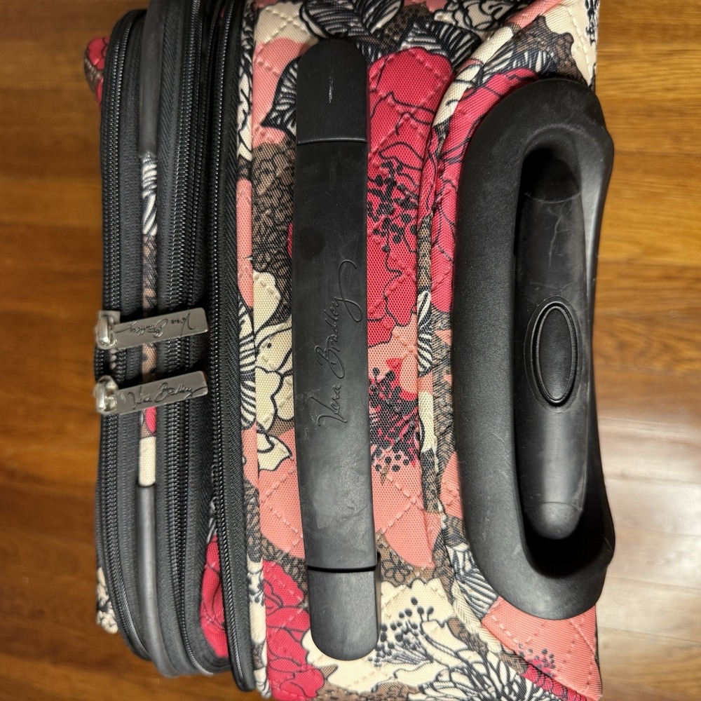 Vera Bradley Floral Carry-On Rolling Soft Case, Retractable Handle, Pink/Black - Picture 8 of 10